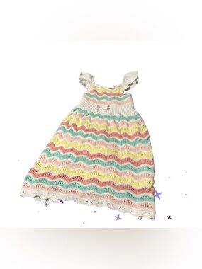 C&C California Girls Chevron Knit Sundress - Cream, Pink, Yellow, Green, Blue